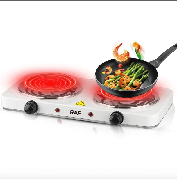 RAF Electric Stove – Dual Coil Burner, Fast Heating & Easy-to-Clean Portable Stove