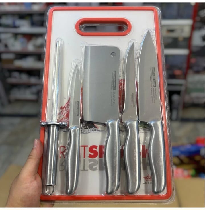 6 In 1 Knife Set With Filer And Chopping Board