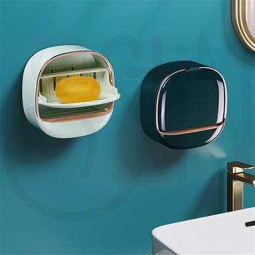 1Pc Wall Mounted Soap Holder With Drain Tray