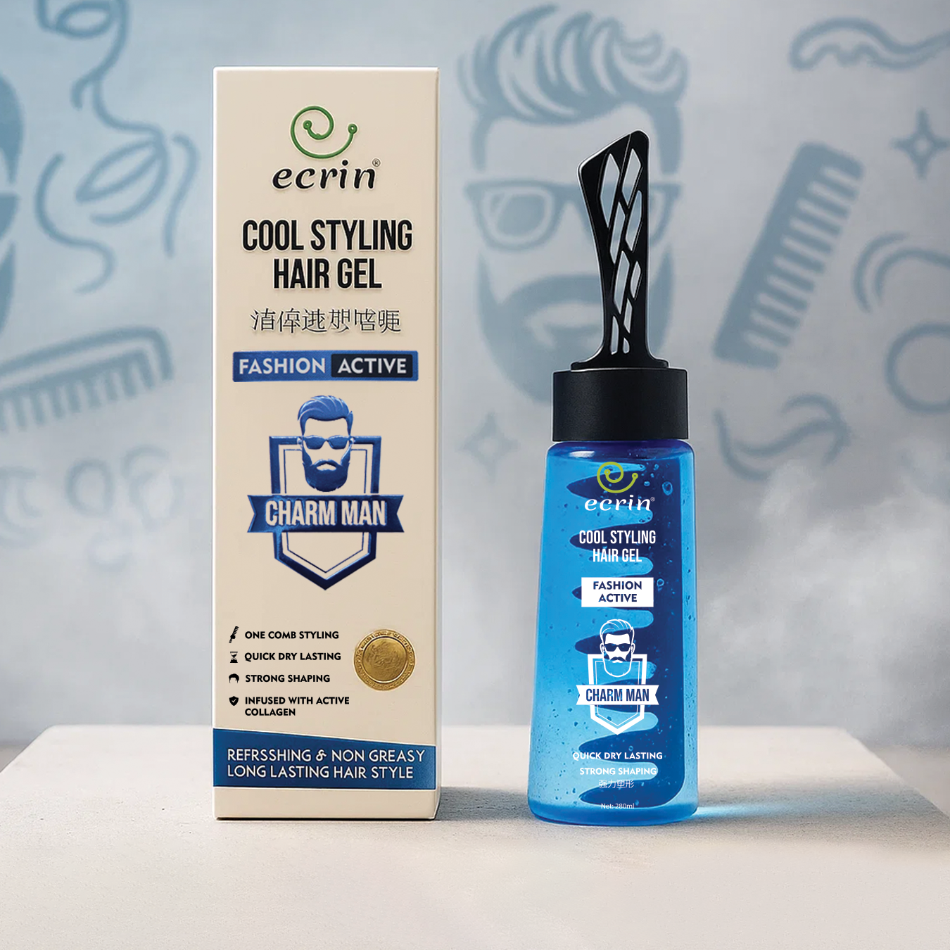 Original ECRIN COOL STYLING HAIR GEL WITH ACTIVE COLLAGEN 280ml (Free Delivery And Return)