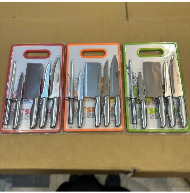 6 In 1 Knife Set With Filer And Chopping Board