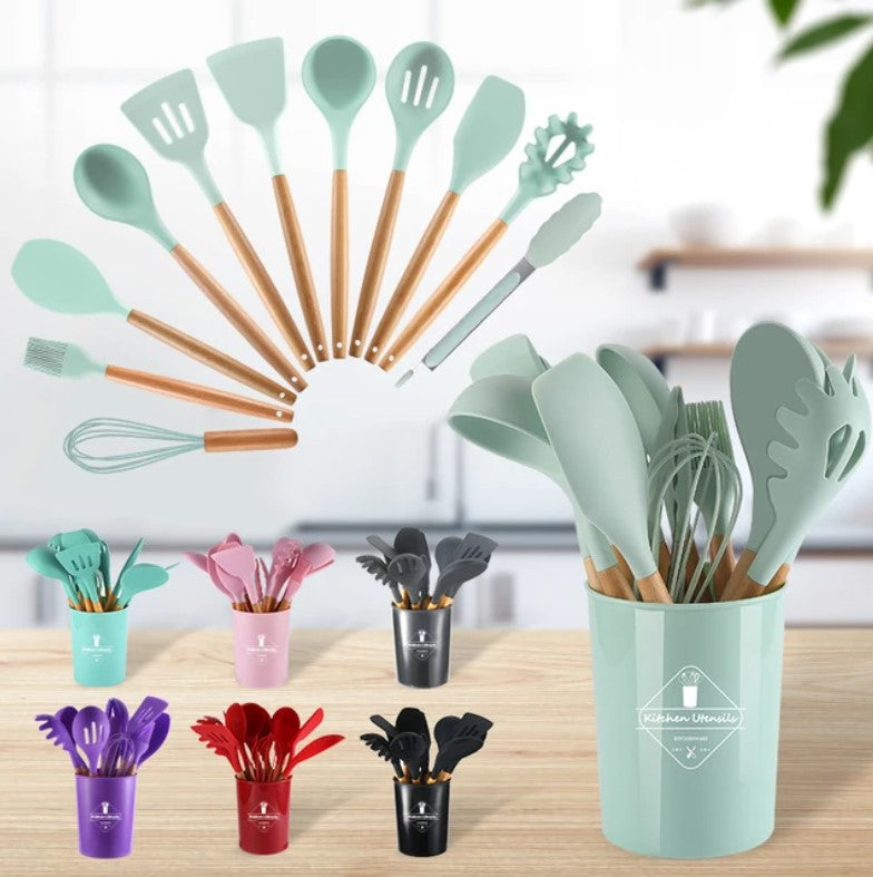 12 Pcs Silicone Cooking Utensils Kitchen Utensil Set