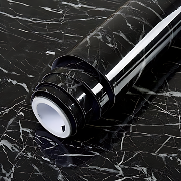 60cm × 200cm Self Adhesive Black & White Marble Sheet for Kitchen - Anti Oil and Heat Resistant Wallpaper