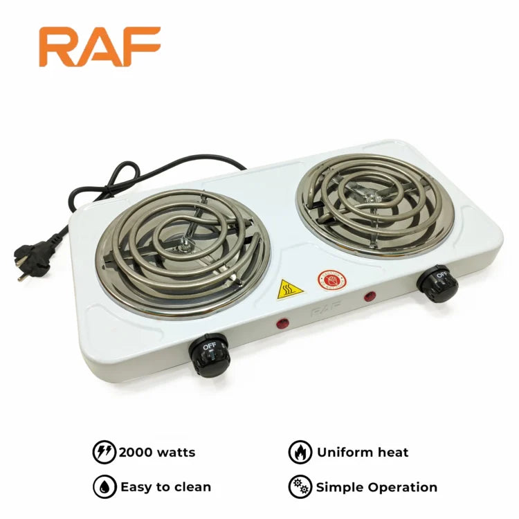 RAF Electric Stove – Dual Coil Burner, Fast Heating & Easy-to-Clean Portable Stove