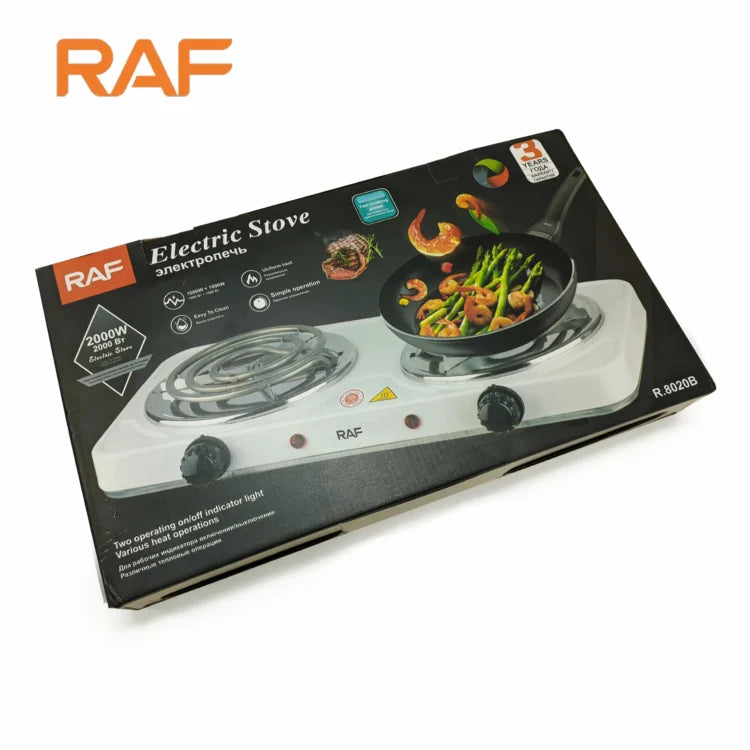 RAF Electric Stove – Dual Coil Burner, Fast Heating & Easy-to-Clean Portable Stove