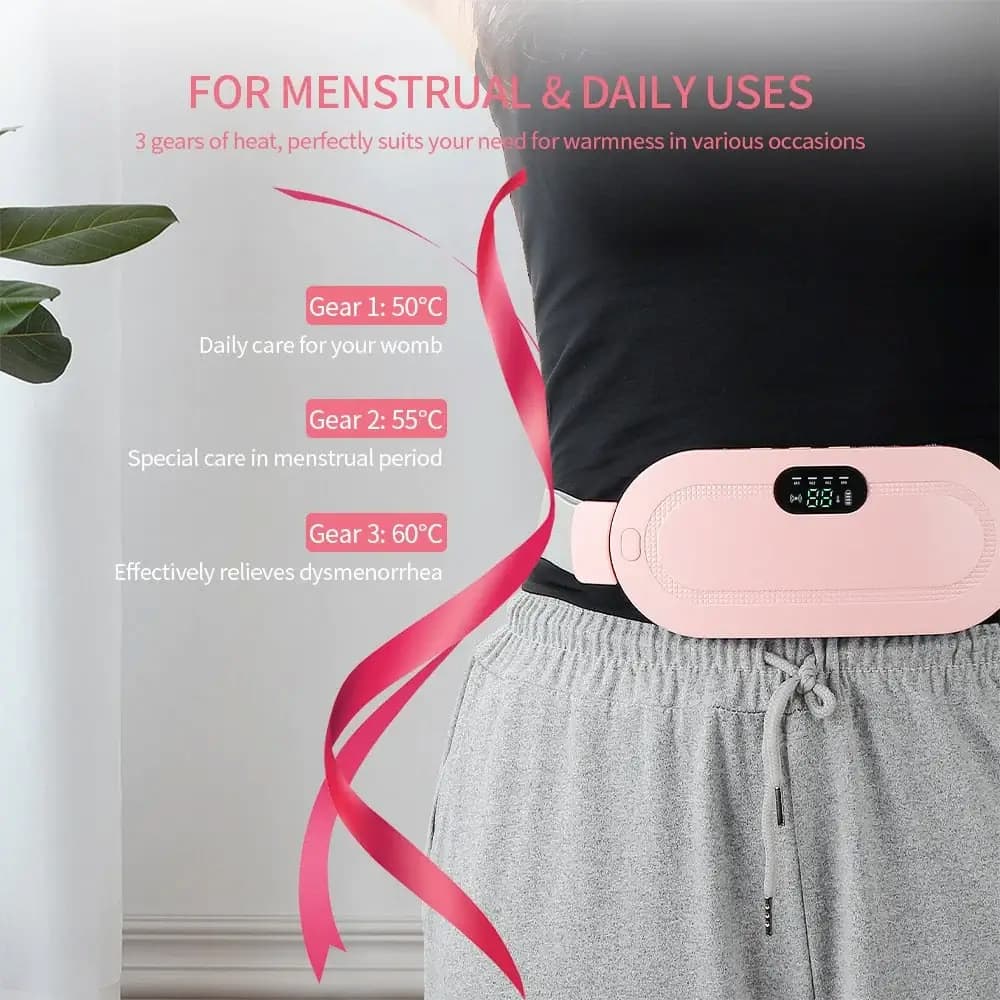 Cramp Relief Heating Belt – Portable Menstrual Pad with 4 Massage Modes (Free Delivery And Return)