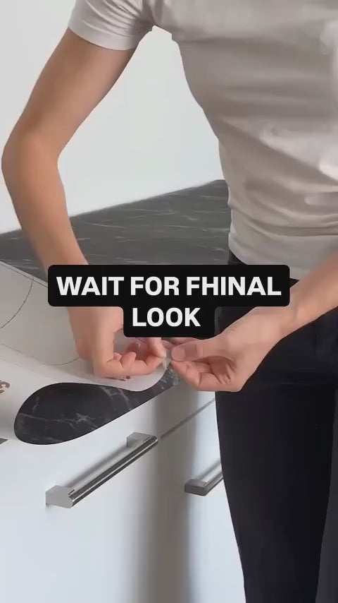 60cm × 200cm Self Adhesive Black & White Marble Sheet for Kitchen - Anti Oil and Heat Resistant Wallpaper